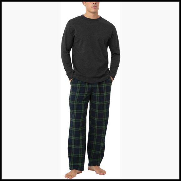 100% Cotton Flannel Pajama Set Long Sleeve Top & Pants Sleepwear